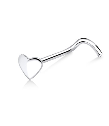 Heart Shaped Curved Nose Stud Silver NSKB-05